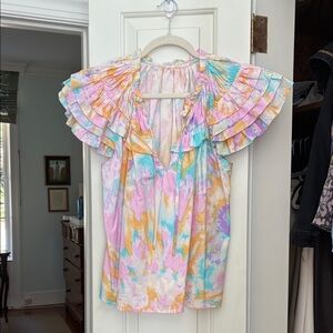 Colorful Ruffled Women's Top